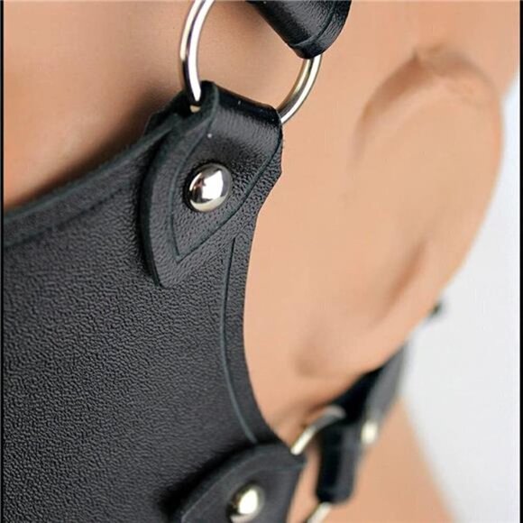 Sexy Steampunk Half-Face Halloween Cosplay PU Leather Mask Adjustable Motorcycle - Picture 4 of 6